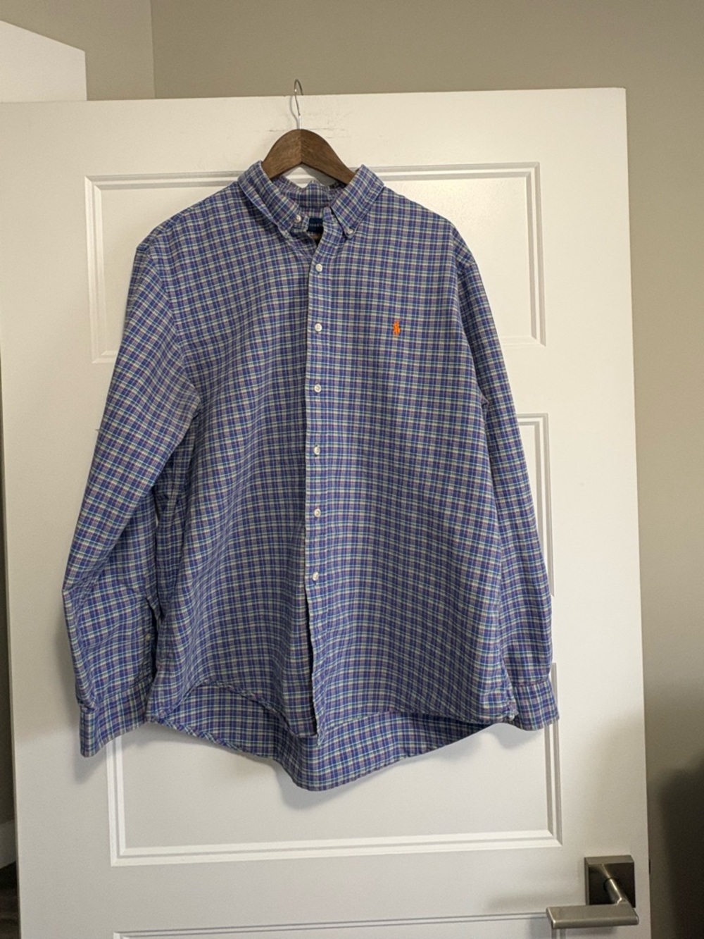 Polo by Ralph Lauren Blue and White Checked Button-Down Shirt XL